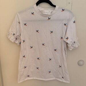 Victoria Beckham White Top with Bird Detail